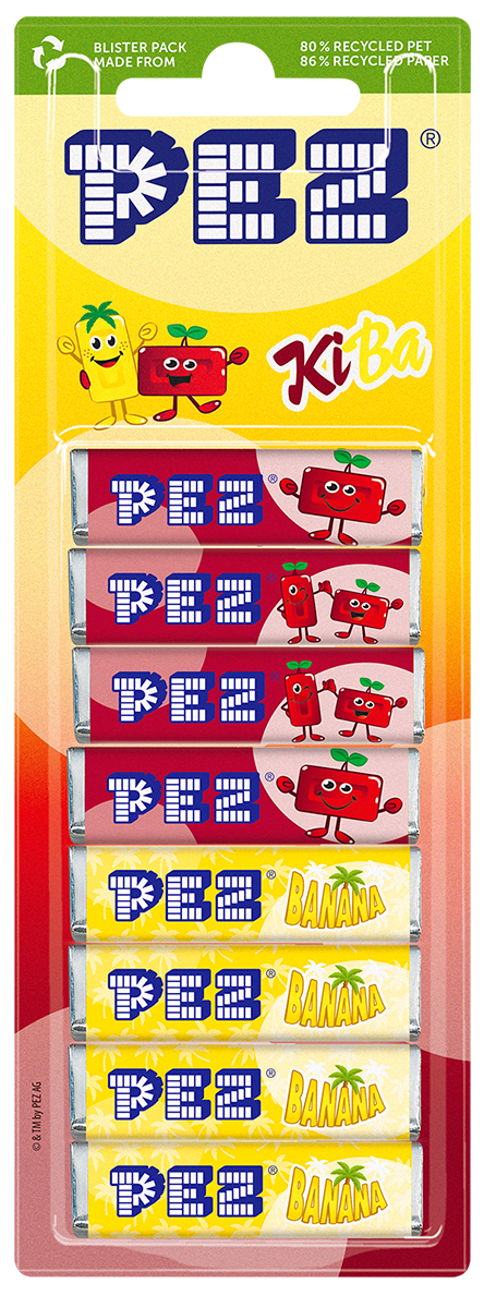 pez-cerise-banane-recharges-bonbons-fruits-8x8-5g image 1