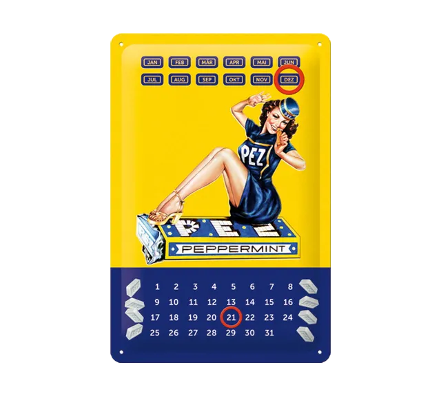pez-fan-shop-calendrier-perp-tuel-plaque-m-tal-20x30-cm-r-tro image 1