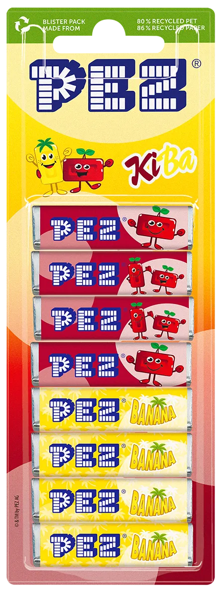 pez-cerise-banane-recharges-bonbons-fruits-8x8-5g image 1