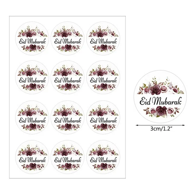 sweet-halal-vegan-etiquette-eid-mubarak-fleur-rouge-3-cm image 1