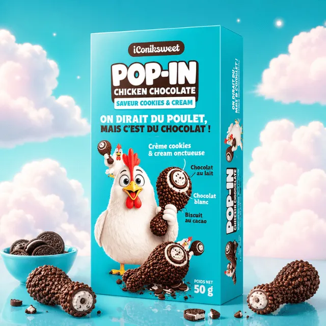 pop-in-chicken-chocolate-cookies-cream-poussin-50g image 1
