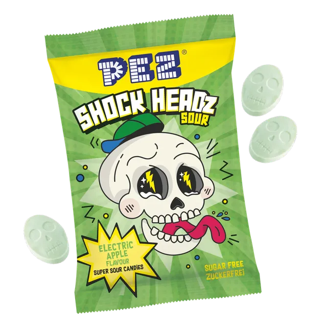 pez-shock-headz-pomme-verte-bonbons-acides-25g image 1