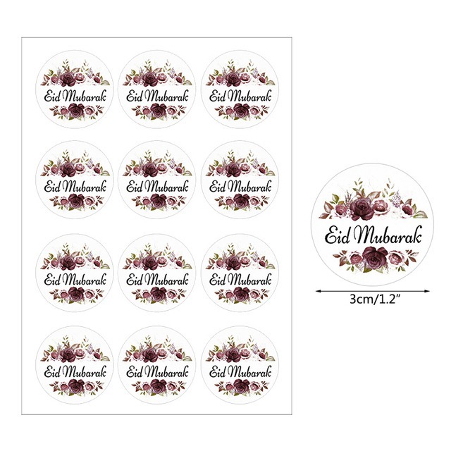 sweet-halal-vegan-etiquette-eid-mubarak-fleur-rouge-3-cm image 1