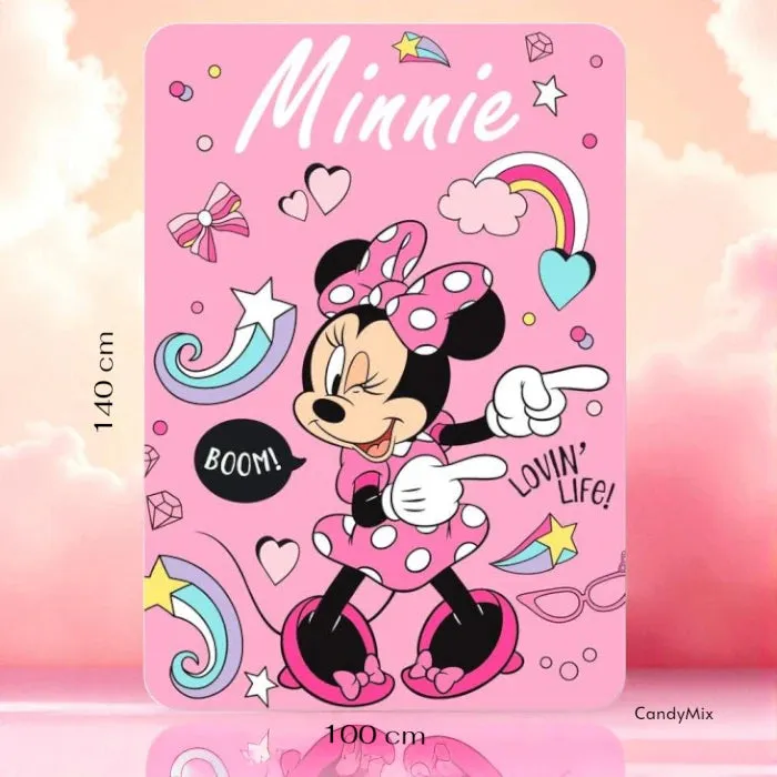 disney-minnie-mouse-plaid-rose-140x100cm-polaire image 1