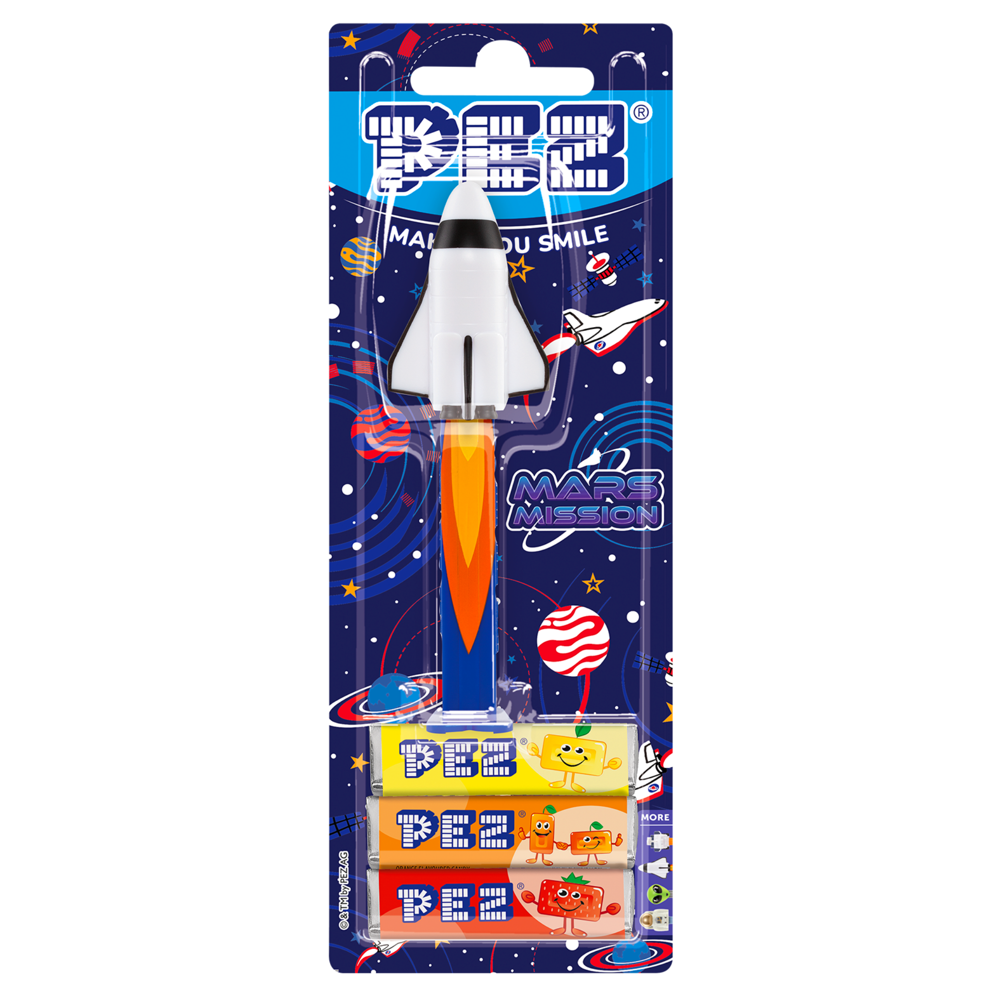 pez-dispensers-space-shuttle-distributeur-bonbons-citron-orange-fraise-25-5g image 2