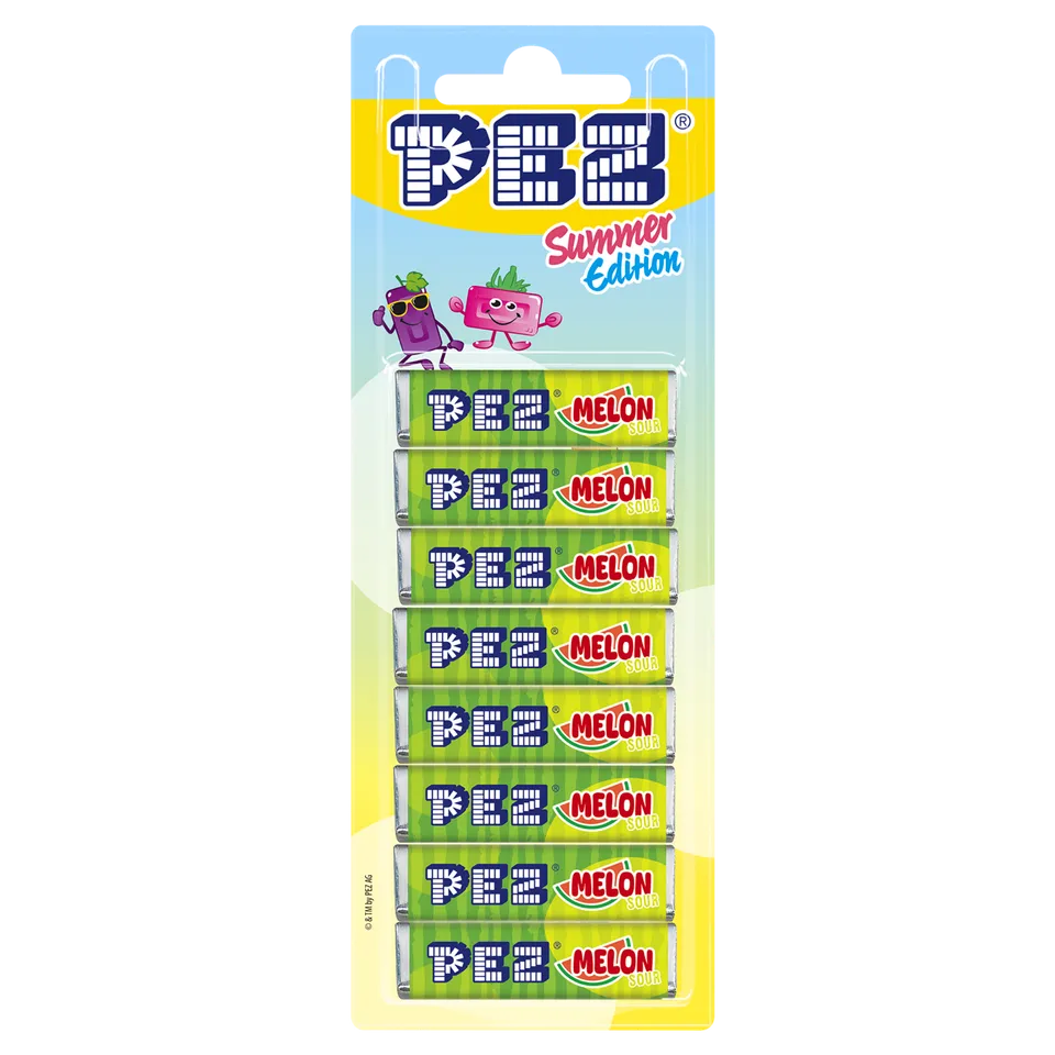 pez-candies-watermelon-sour-recharges-bonbons-8-pcs-68g image 1