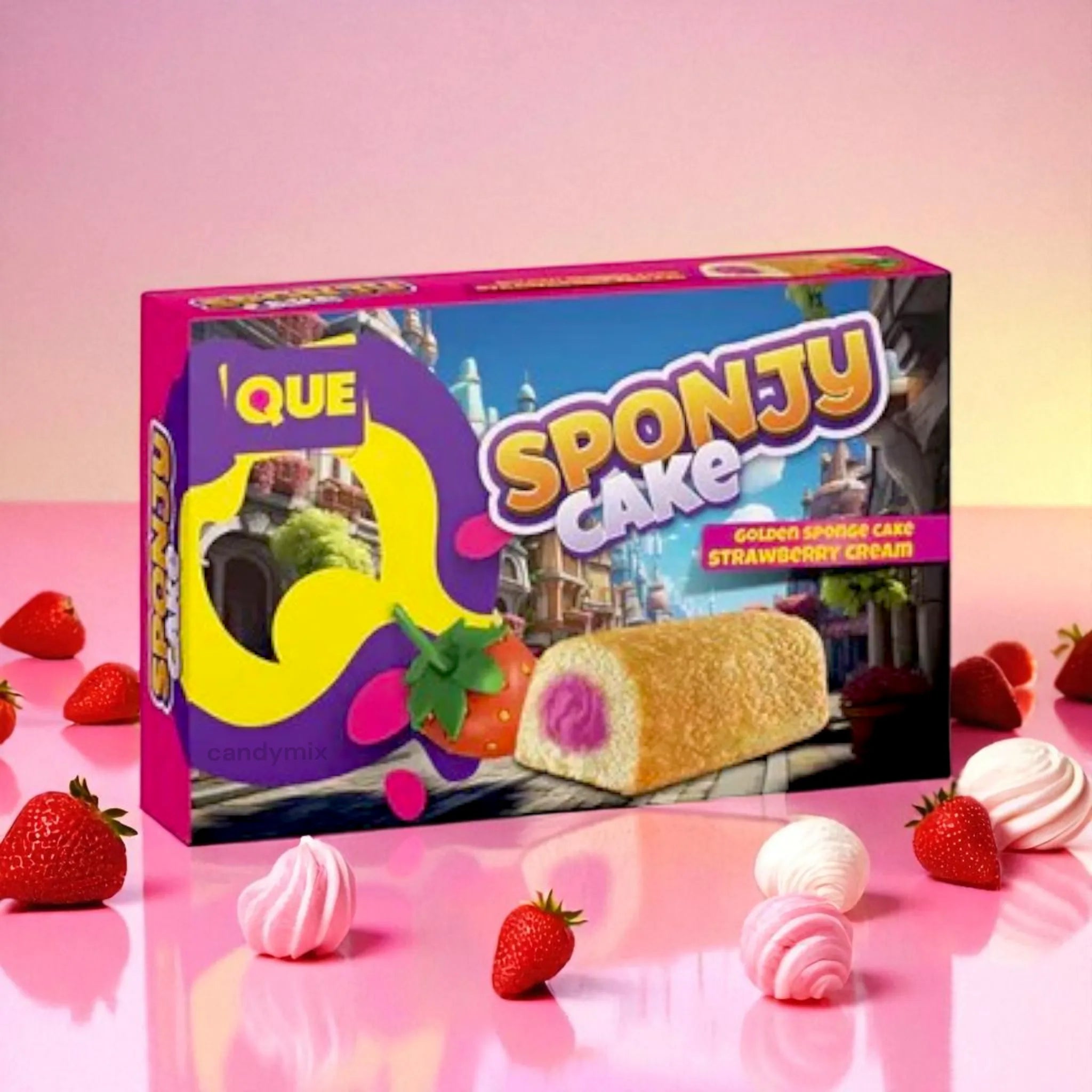 sponjy-cake-fraise-g-teau-moelleux-cr-me-200g image 1