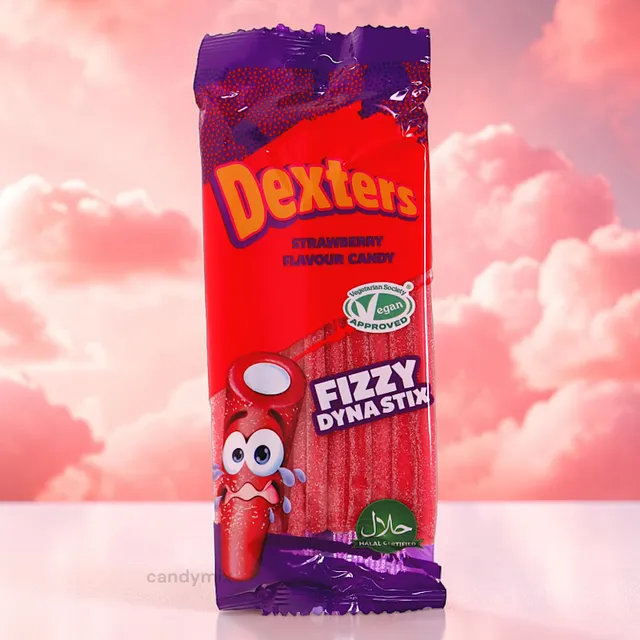 dexters-fizzy-dynastix-strawberry-bonbons-fraise-140g-vegan image 1