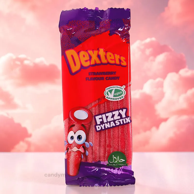dexters-fizzy-dynastix-strawberry-bonbons-fraise-140g-vegan image 1