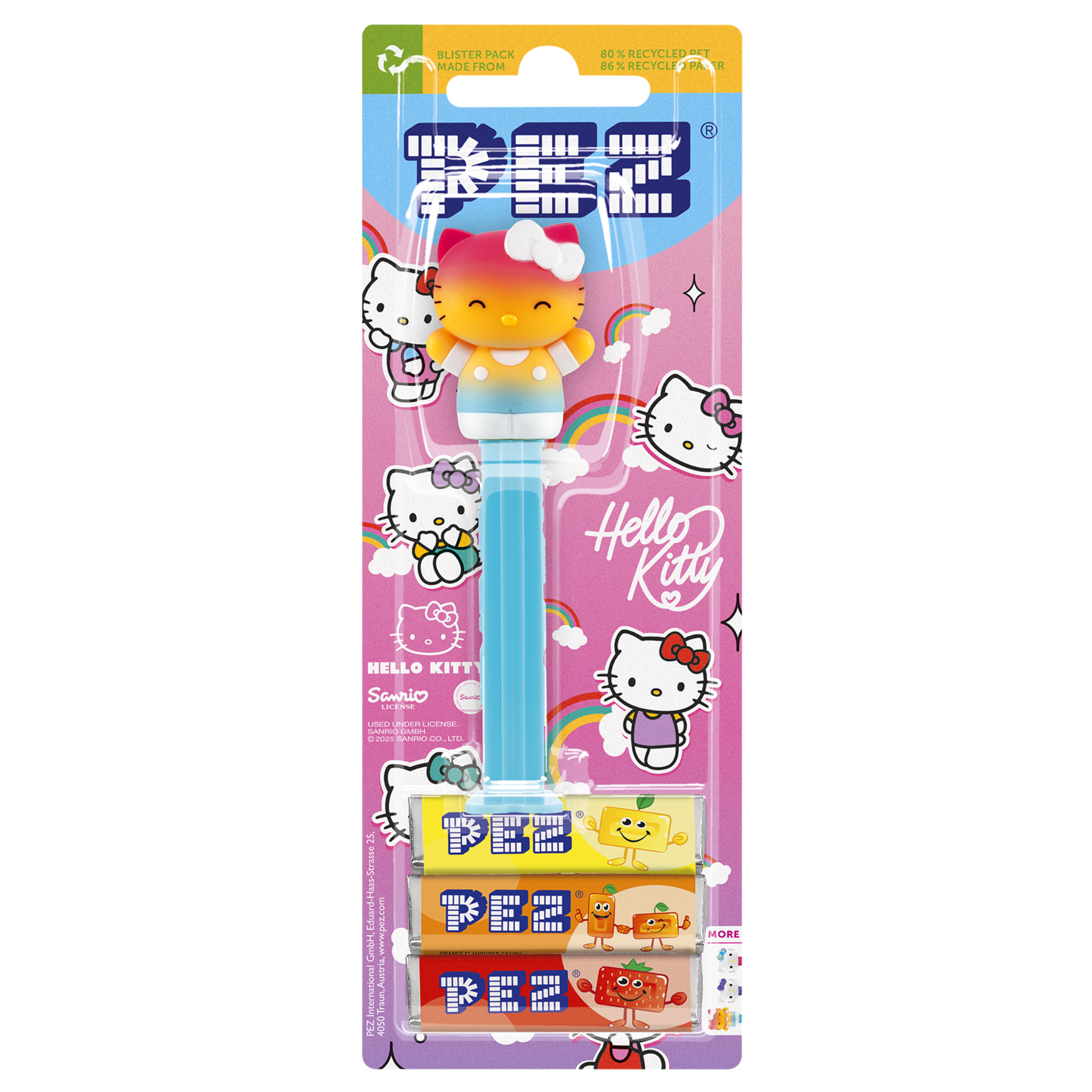 pez-pez-dispensers-rainbow-kitty-distributeur-citron-fraise-25-5g image 2