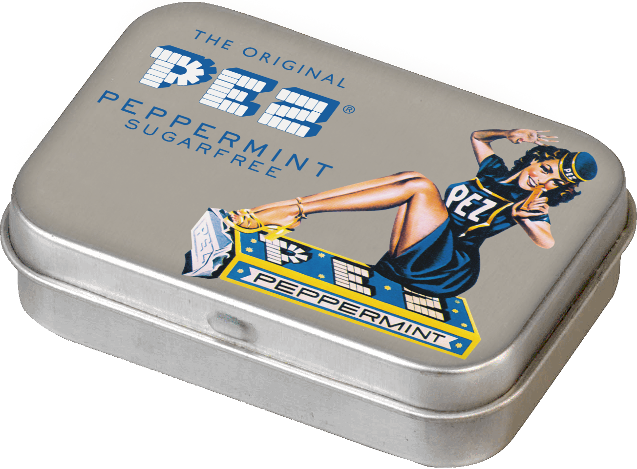 pez-retro-nostalgic-tin-sitting-lady-bo-te-bonbons-2-recharges image 1