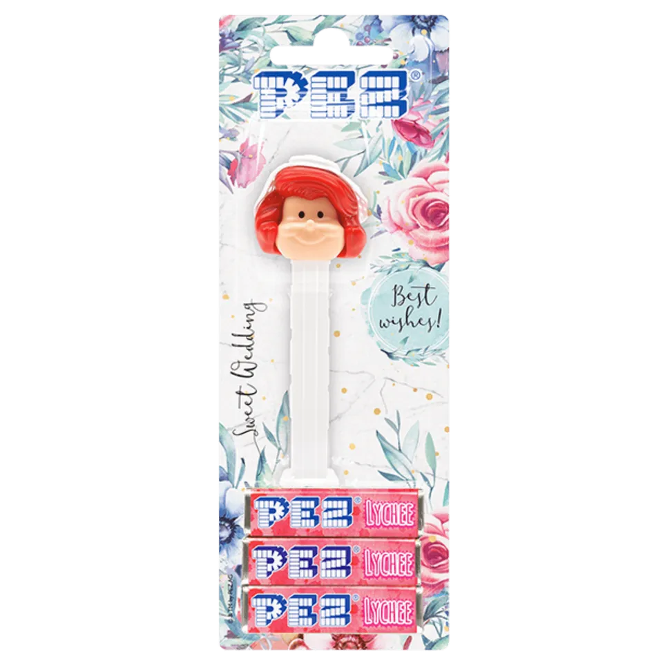 pez-dispensers-bride-cheveux-roux-distributeur-bonbons-litchi image 1