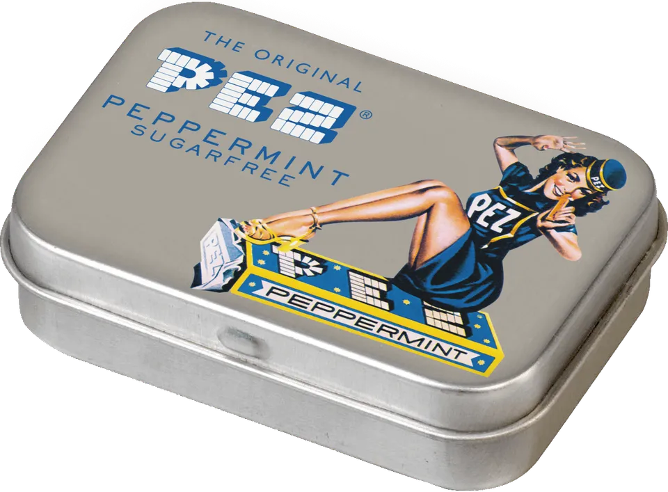 pez-retro-nostalgic-tin-sitting-lady-bo-te-bonbons-2-recharges image 1