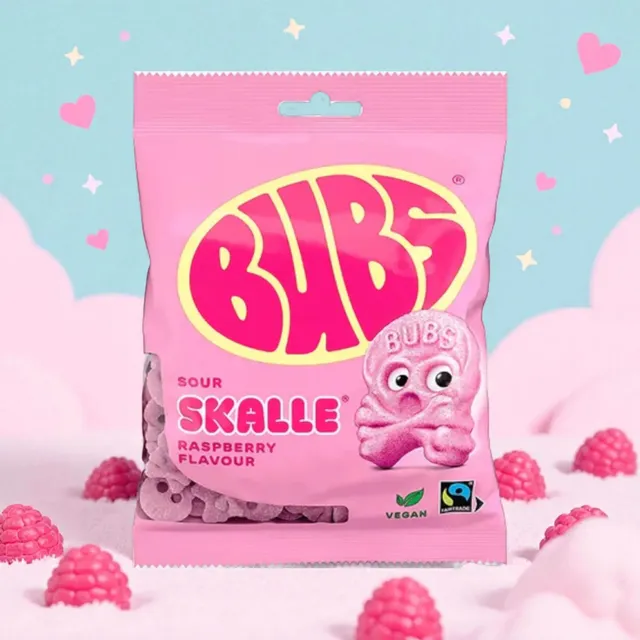 bubs-mini-skalle-bonbon-su-dois-framboise-90g-vegan image 1
