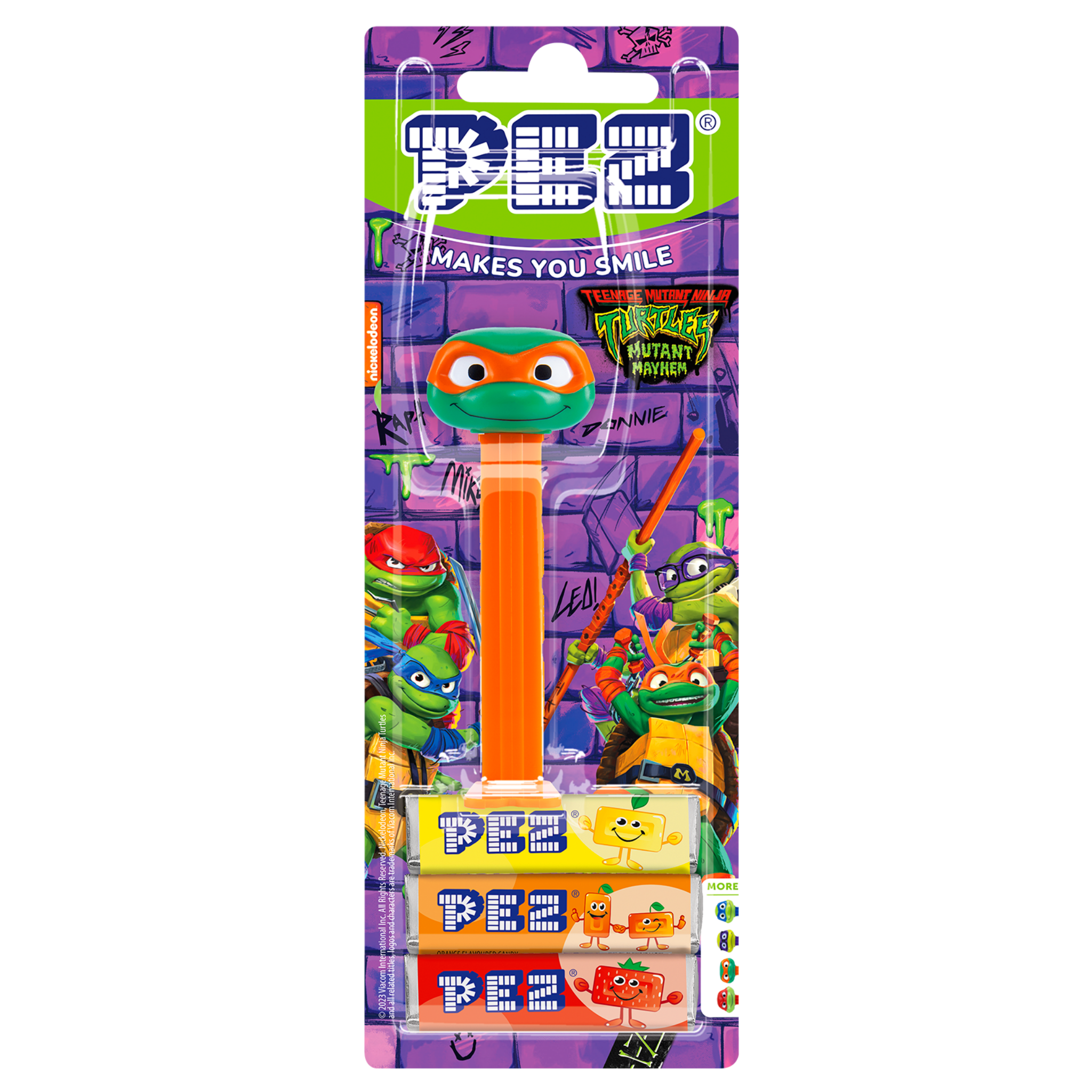 pez-dispensers-michelangelo-distributeur-bonbons-citron-orange-fraise image 2