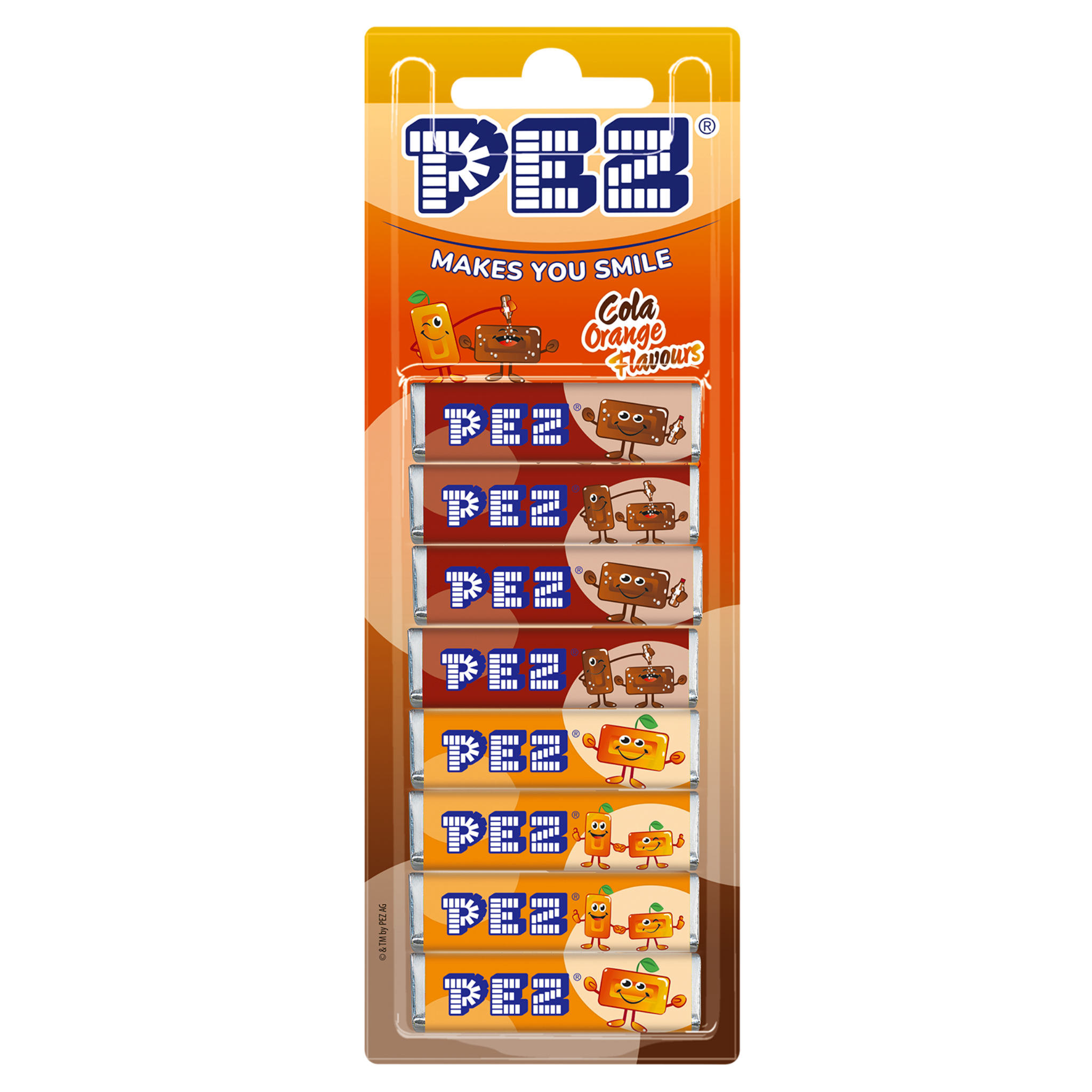 pez-pez-candies-cola-orange-pastilles-recharge-8x8-5g-68g image 1