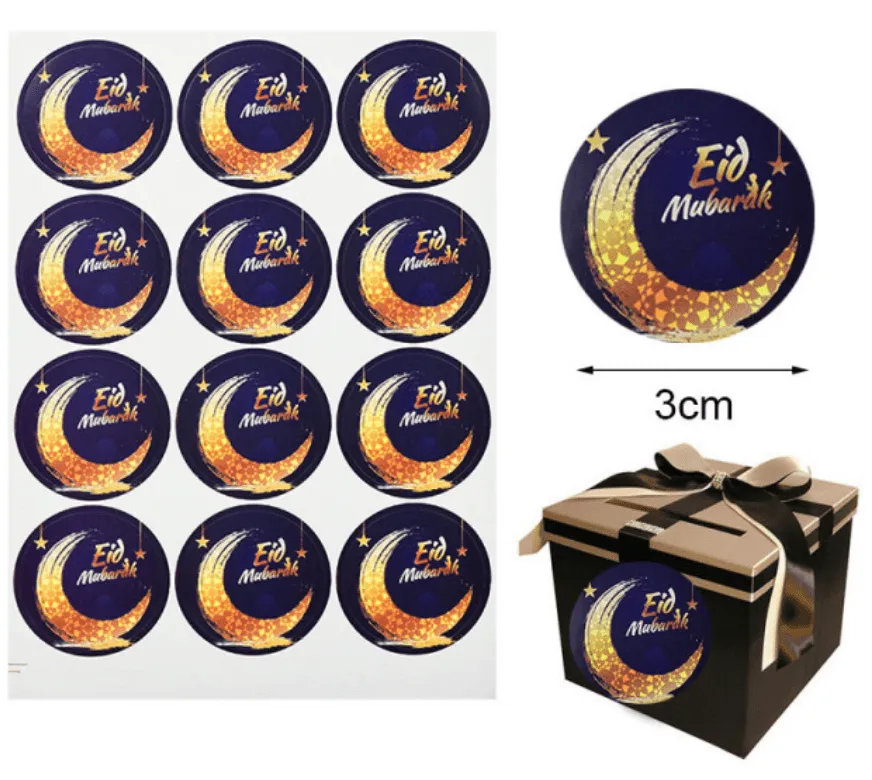sweet-halal-vegan-accessoires-bonbons-tiquette-eid-mubarak-bleu-3-cm image 1