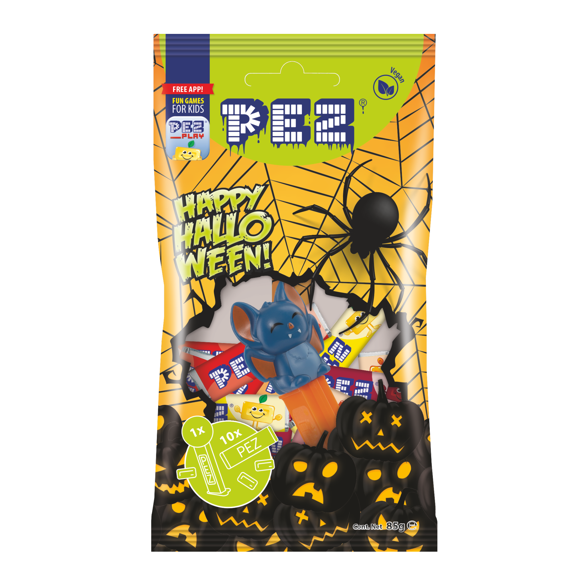 pez-pez-candies-bag-halloween-sachet-10-recharges-fruits-85g image 1
