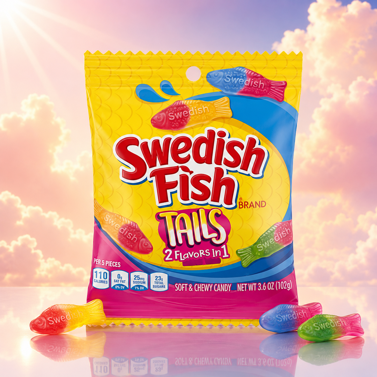 swedish-fish-tails-bonbon-fruit-102g-poisson image 1