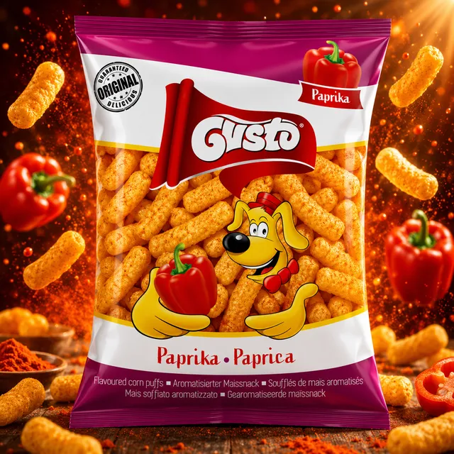 gusto-paprika-corn-puffs-snack-ma-s-souffl-paprika-80g image 1