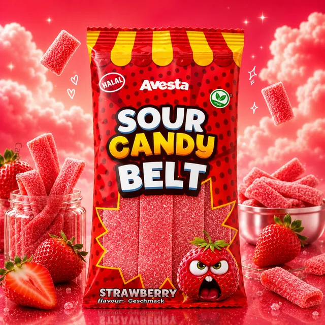avesta-bonbons-acides-sour-belt-strawberry-70g image 1