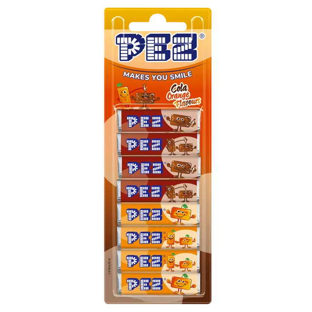 pez-pez-candies-cola-orange-pastilles-recharge-8x8-5g-68g image 1