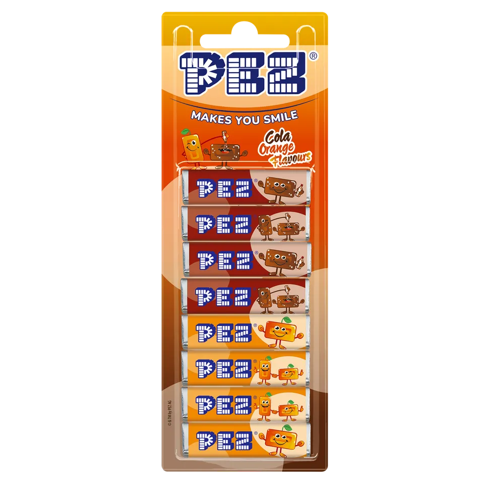 pez-pez-candies-cola-orange-pastilles-recharge-8x8-5g-68g image 1