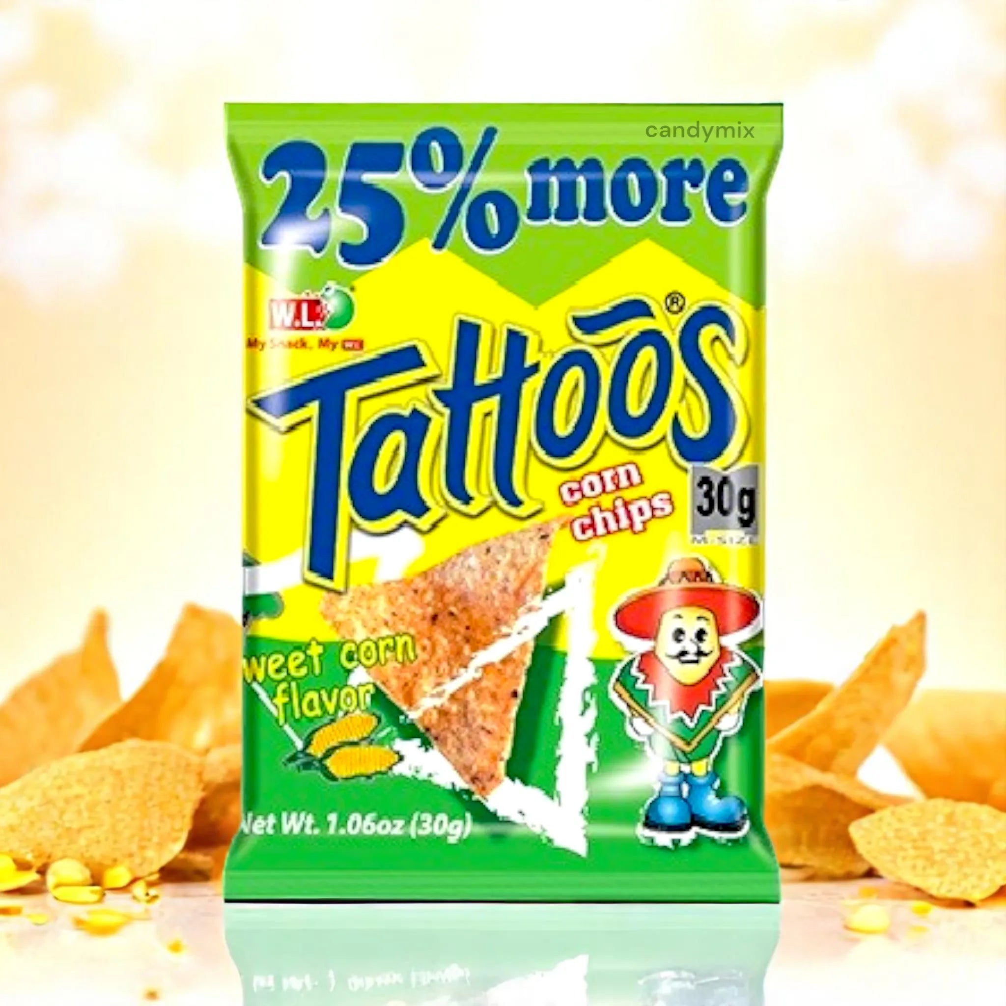 tattoos-corn-chips-sweet-corn-snack-ma-s-doux-30g-croustillant image 1