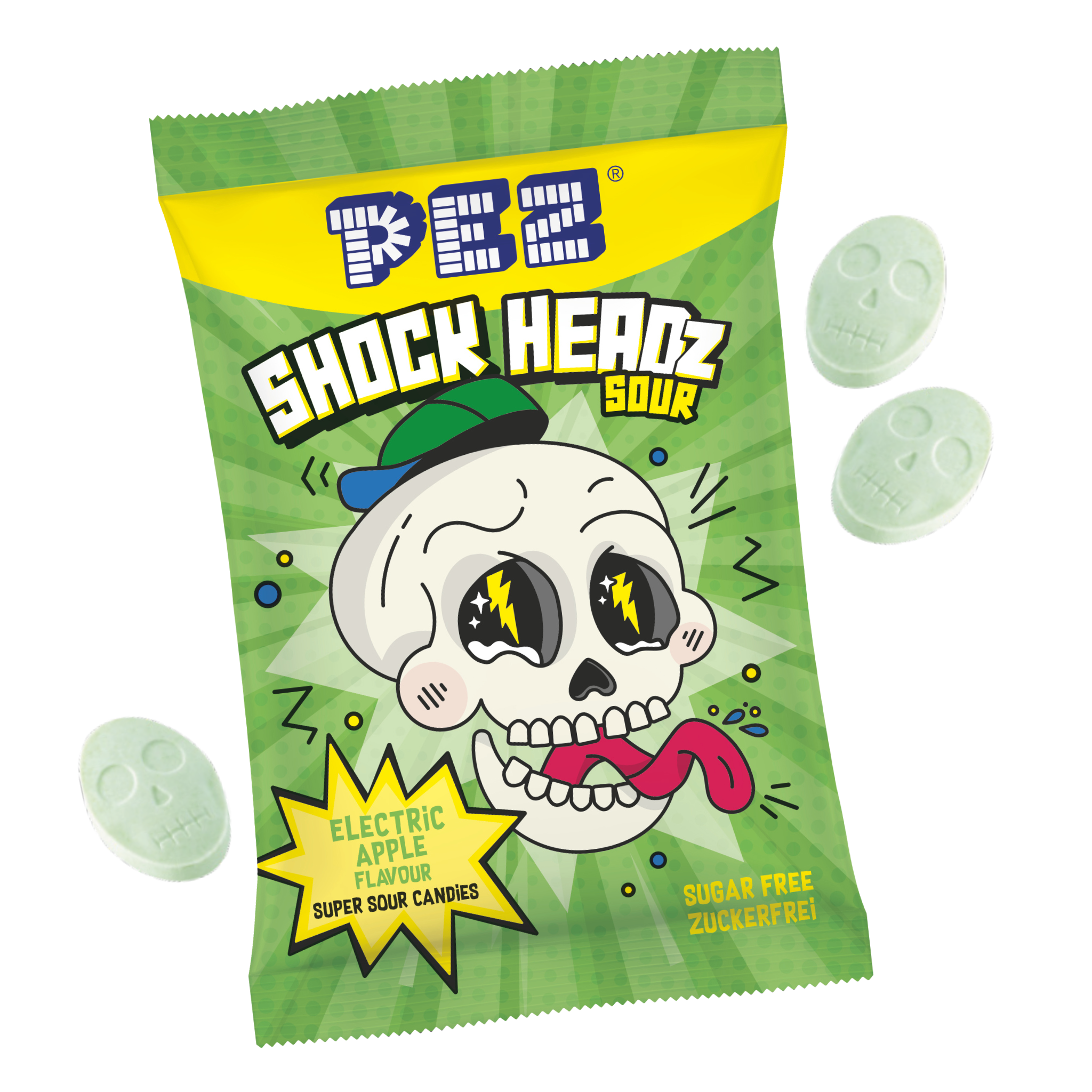 pez-shock-headz-pomme-verte-bonbons-acides-25g image 1