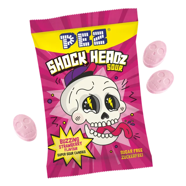 pez-shock-headz-strawberry-bonbons-acidul-s-fraise-25g image 1