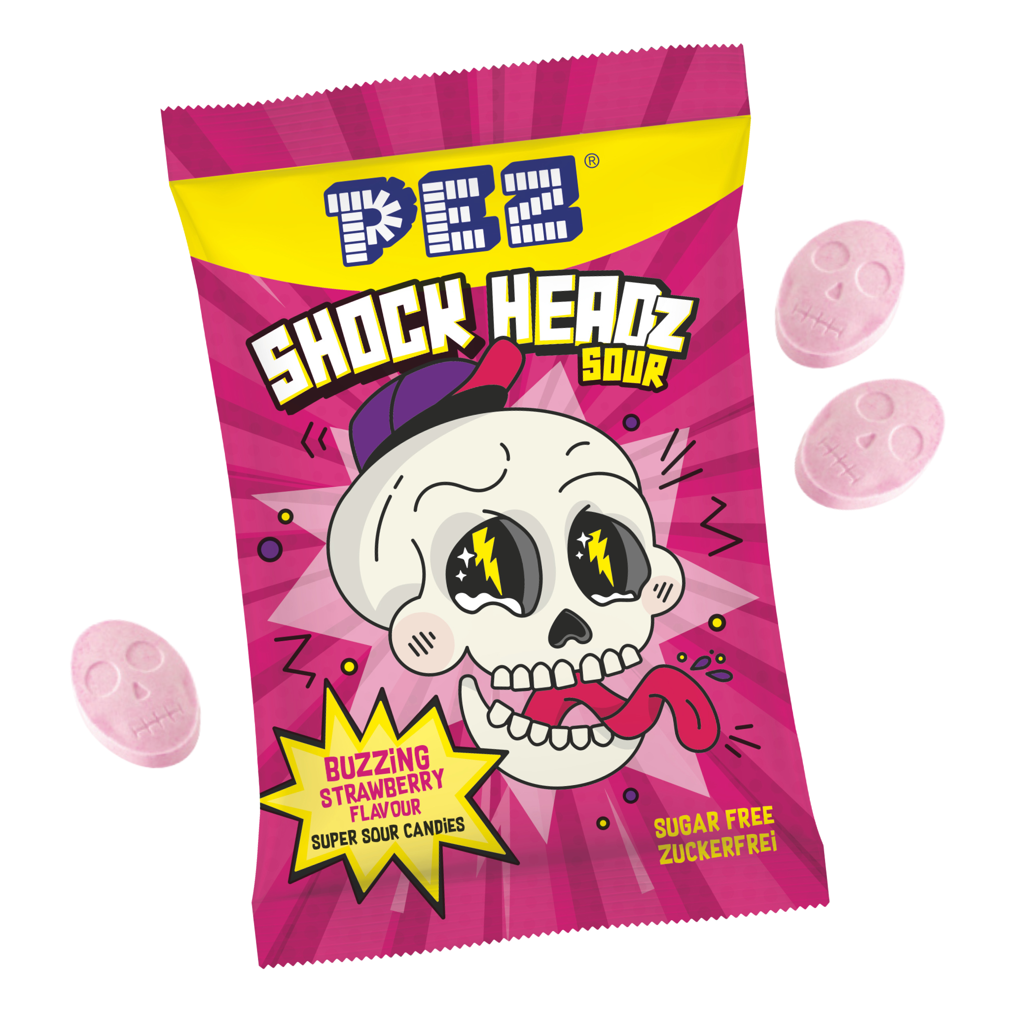 pez-shock-headz-strawberry-bonbons-acidul-s-fraise-25g image 1