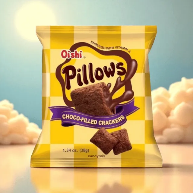 oishi-pillows-choco-filled-crackers-fourr-s-chocolat-38g image 1