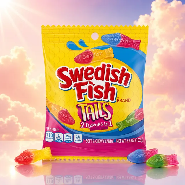 swedish-fish-tails-bonbon-fruit-102g-poisson image 1