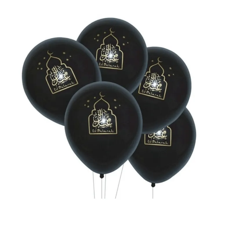 sweet-halal-vegan-accessoires-bonbons-ballon-eid-mubarak-noir-dor-30-cm image 1