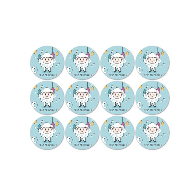 sweet-halal-vegan-accessoires-eid-mubarak-tiquette-turquoise-3-5cm image 1
