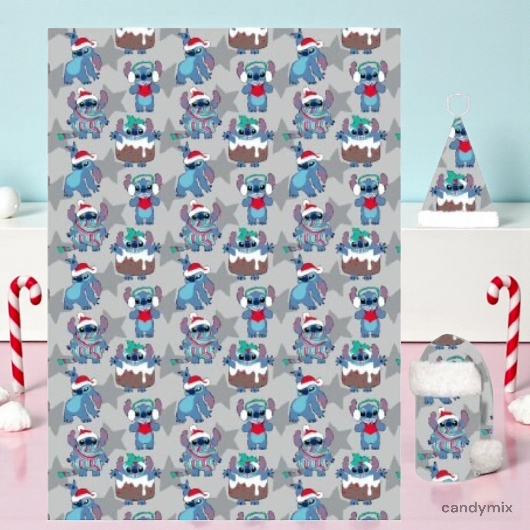 candymix-compose-ton-mix-kit-stitch-gris-plaid-bonnet-polyester image 1