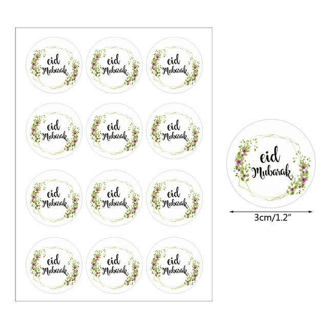 sweet-halal-vegan-accessoires-bonbons-tiquette-eid-mubarak-verte-3-cm image 1